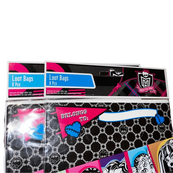 Monster high Party Supplies Loot Bags bundle of two sets NEW - Picture 2 of 3
